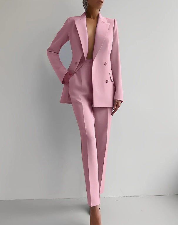Casual Suits Fashion Long Sleeve Single-Breasted Jacket Top and Slim