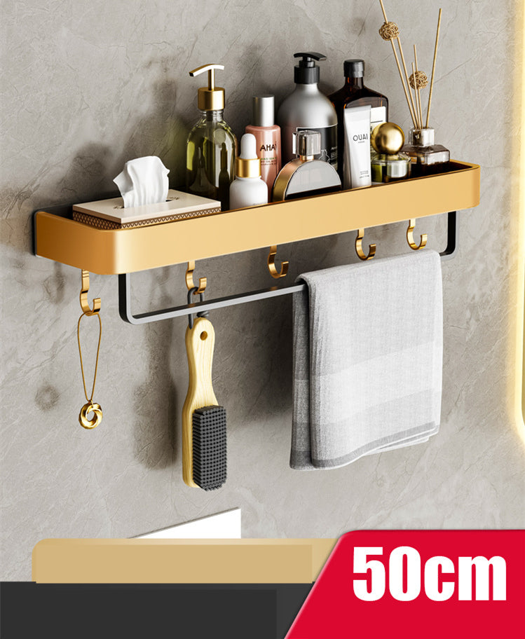 Punch-Free Bathroom Towel Storage Rack - Wall Towel Holder