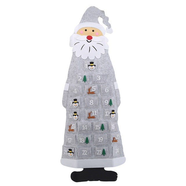 Christmas Advent Calendar Fabric Hanging Pendant Santa Claus Felt
