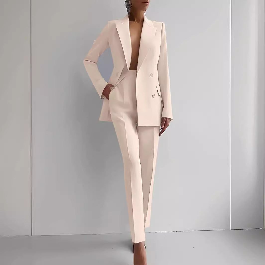 Casual Suits Fashion Long Sleeve Single-Breasted Jacket Top and Slim