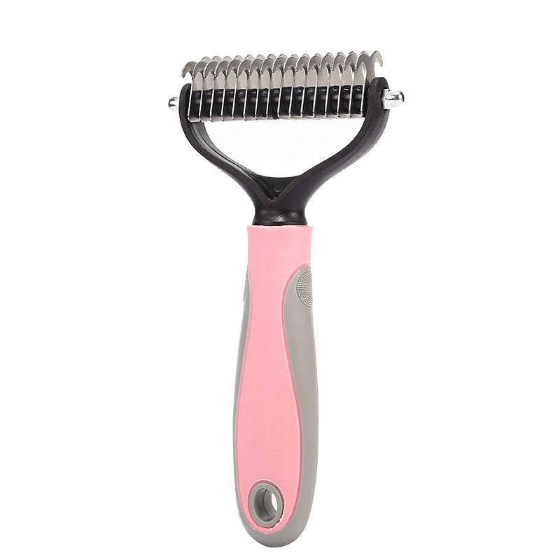 Double-Sided Stainless Steel Pet Brush - Deshedding & Dematting Comb for Dogs and Cats