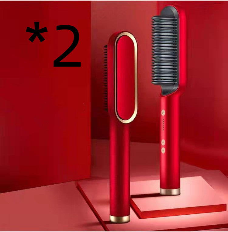 New 2-in-1 Hair Straightener Hot Comb Negative Ion Curling Tong