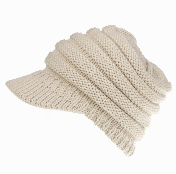Women Ponytail Beanies Autumn Winter Hats Soft Knitting Caps