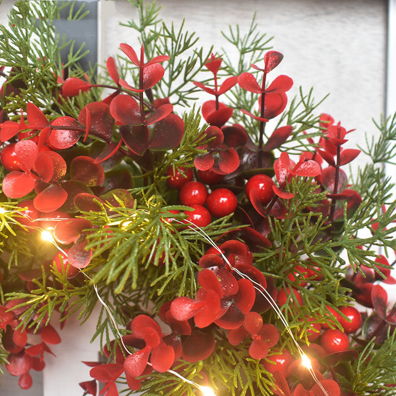 Christmas Artifical Cherry Pattern Wreaths Red Door Wall Hanging