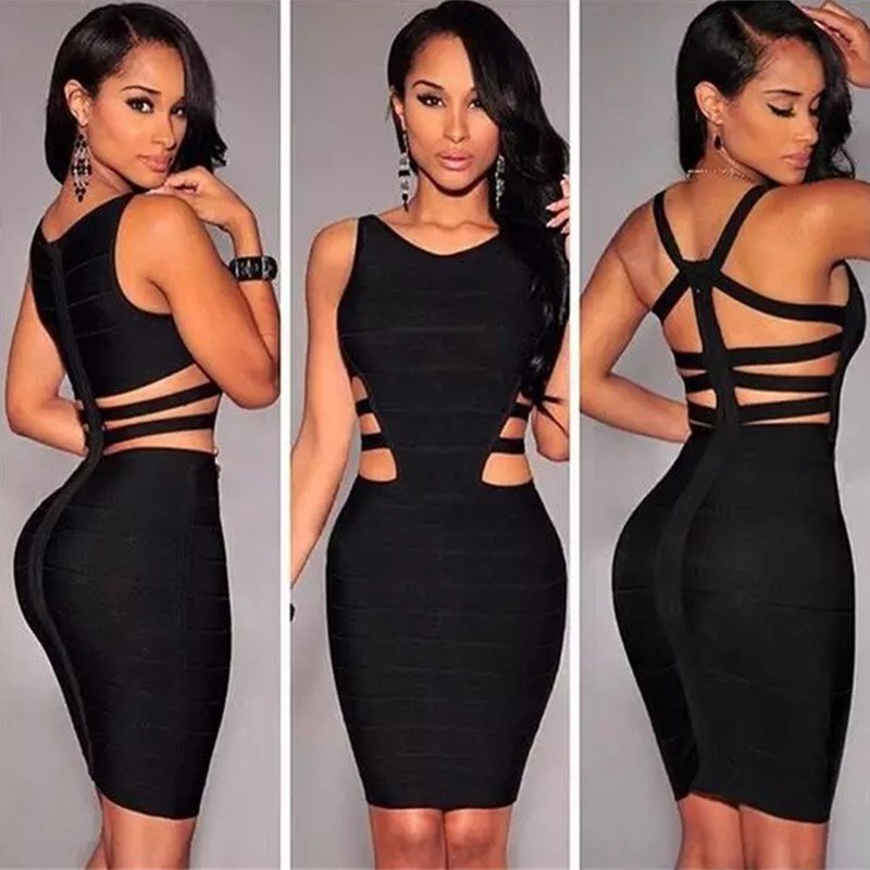 Bandage Dresses for Women Black Sexy Sleeveless Ladies