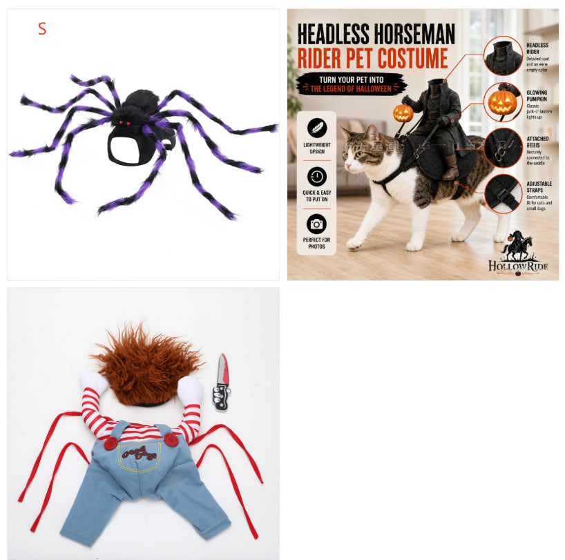 Headless Horseman Dog Costume - Funny Halloween Rider Outfit for Dogs