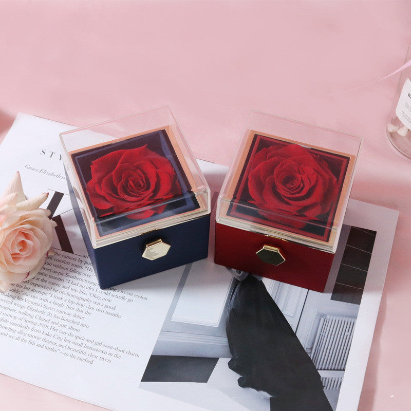Acrylic Rotating Rose Jewelry Box