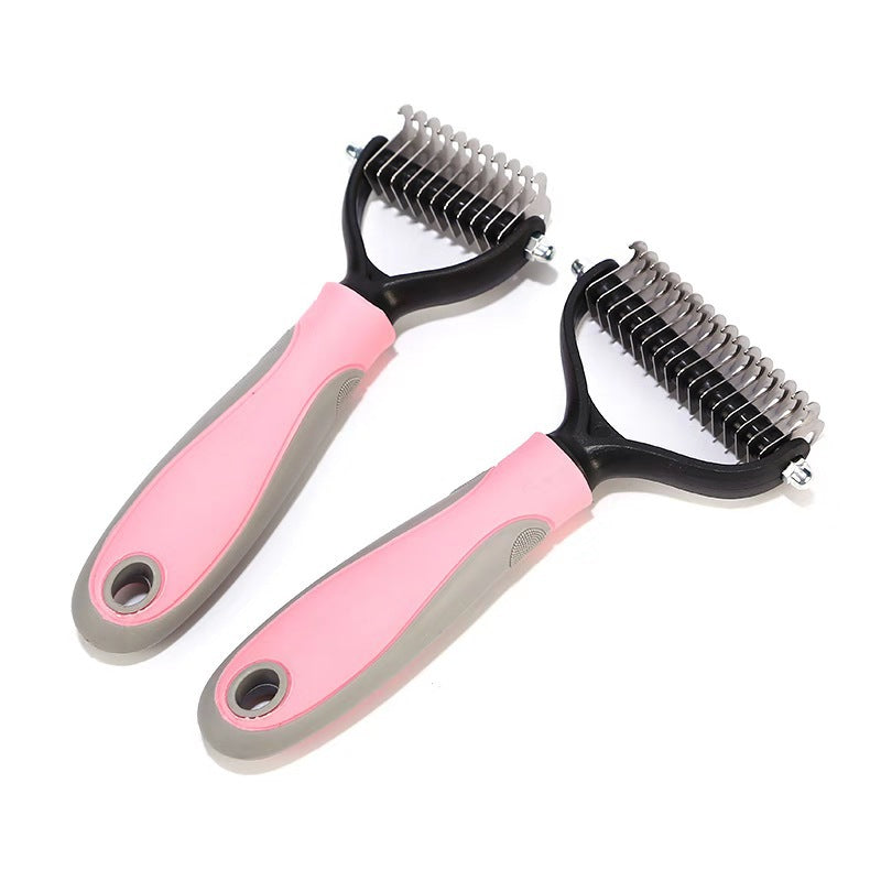 Double-Sided Stainless Steel Pet Brush - Deshedding & Dematting Comb for Dogs and Cats