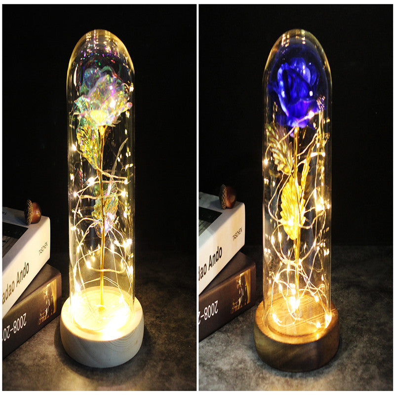 Little Prince Rose in Glass Dome - Eternal Flower LED Gift