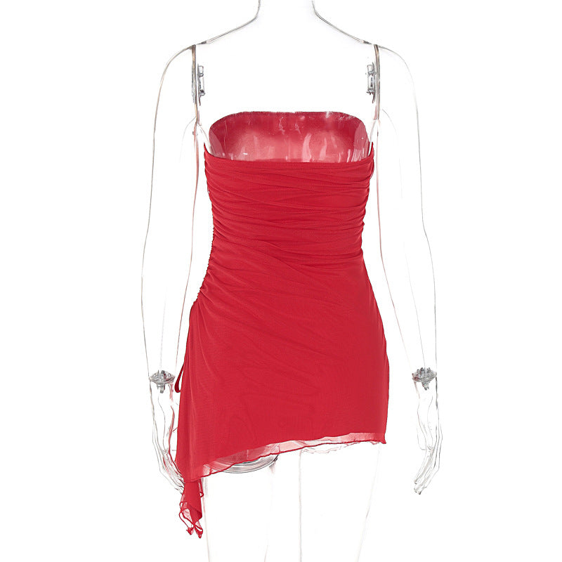 Y2K Tube-Top Split Dress Summer Fashion Backless Short Dresses