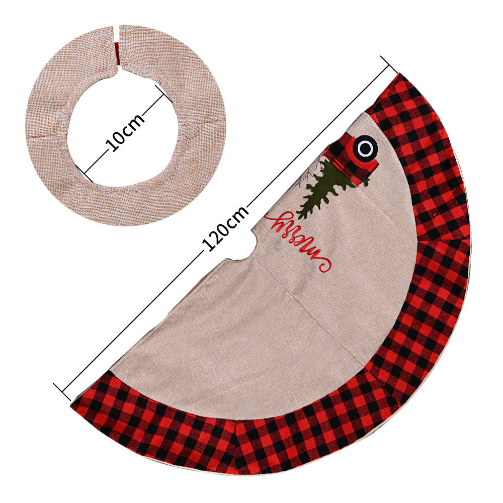 Christmas Linen Tree Skirt Car 120cm Decoration | Holiday Gift