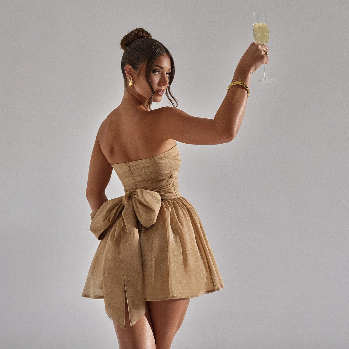 Tube Top Lace Dress with Back Bow-Knot Summer Fashion Temperament