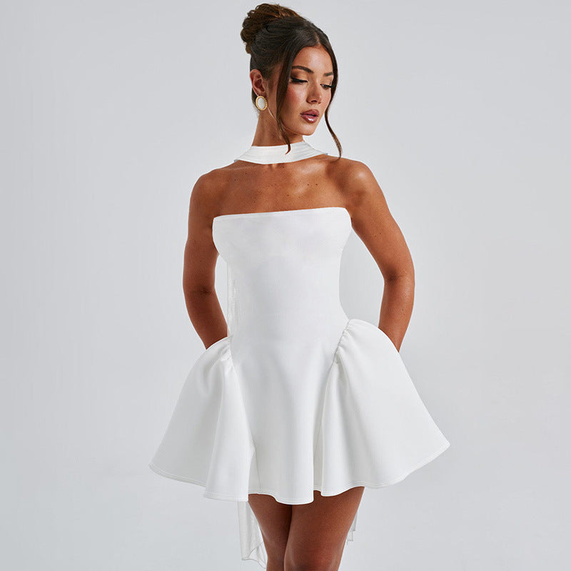 Sexy Tube Top Dress with Back Zipper Design Fashion Short for Party