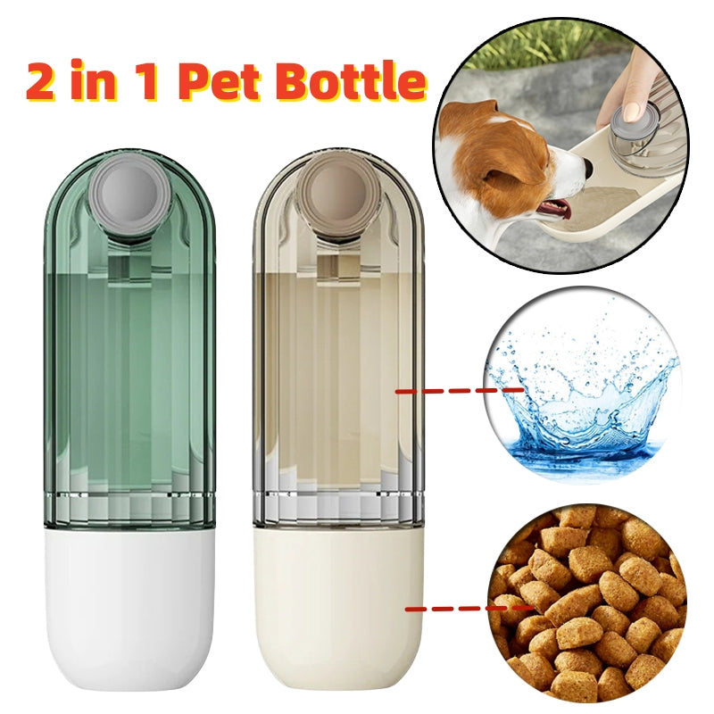 2-in-1 Dog Walking Water Cup - Portable Pet Drinking Bottle & Food Feeder