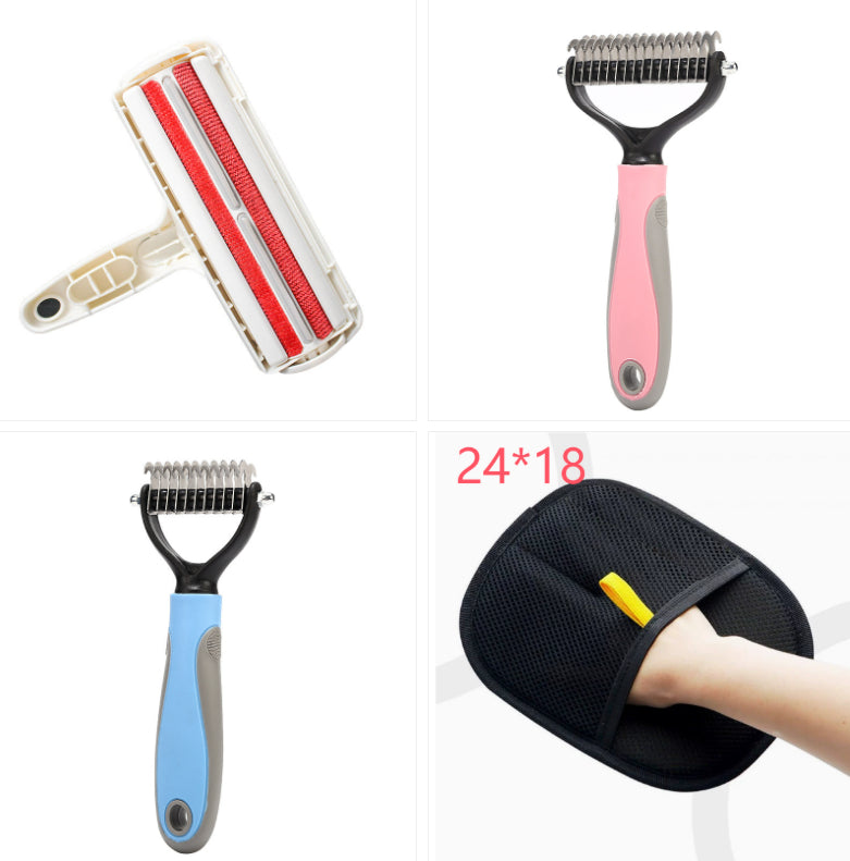 Double-Sided Stainless Steel Pet Brush - Deshedding & Dematting Comb for Dogs and Cats