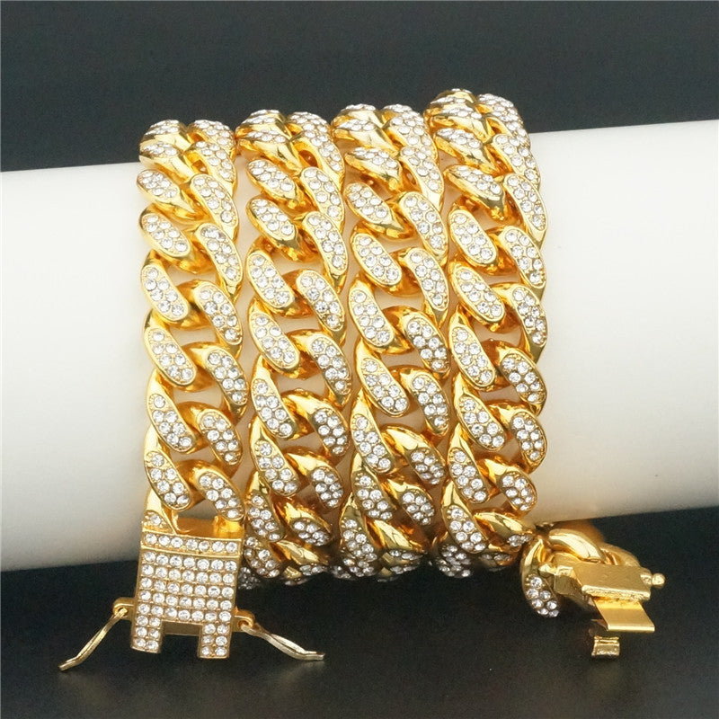 Hip Hop Cuban Chain Dog Collar - Gold Metal Pet Necklace