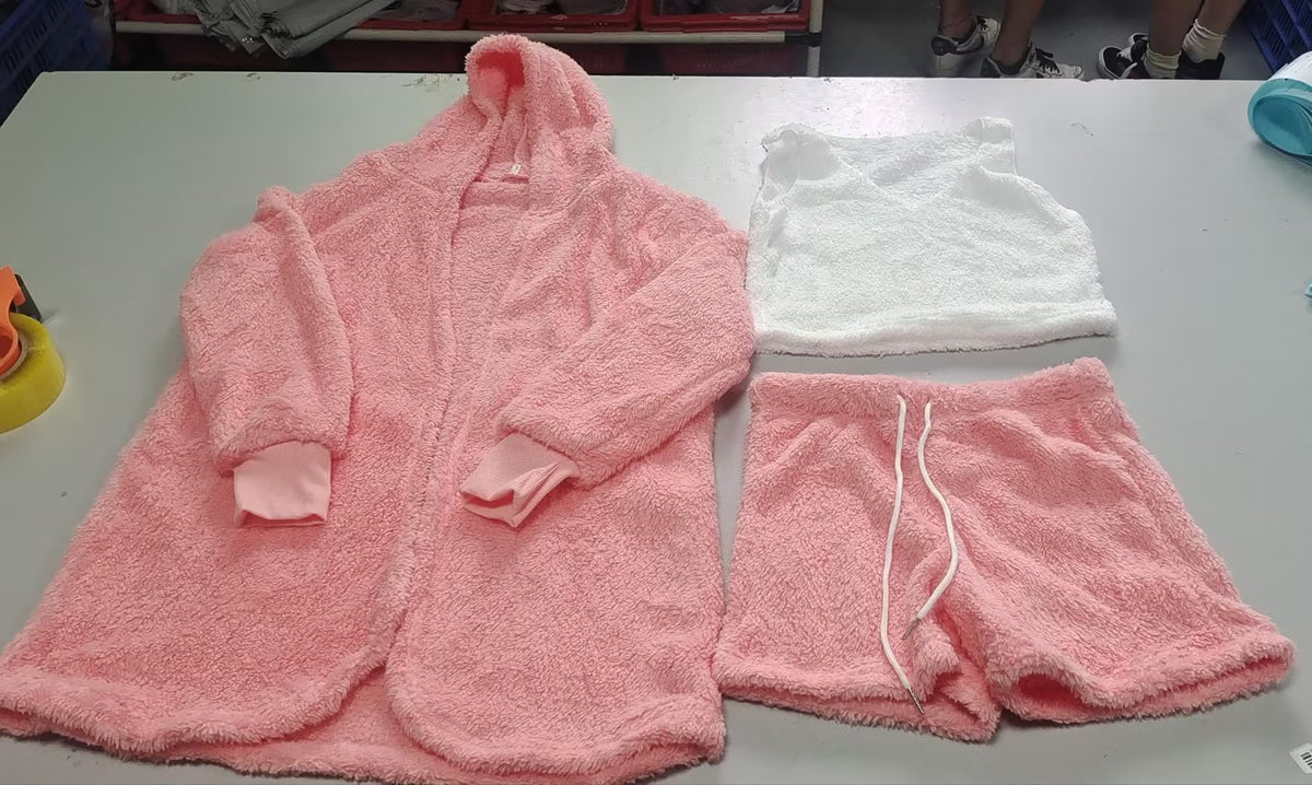 3pcs Women's Clothing Long Sleeve Crop Tank Top and Drawstring Shorts