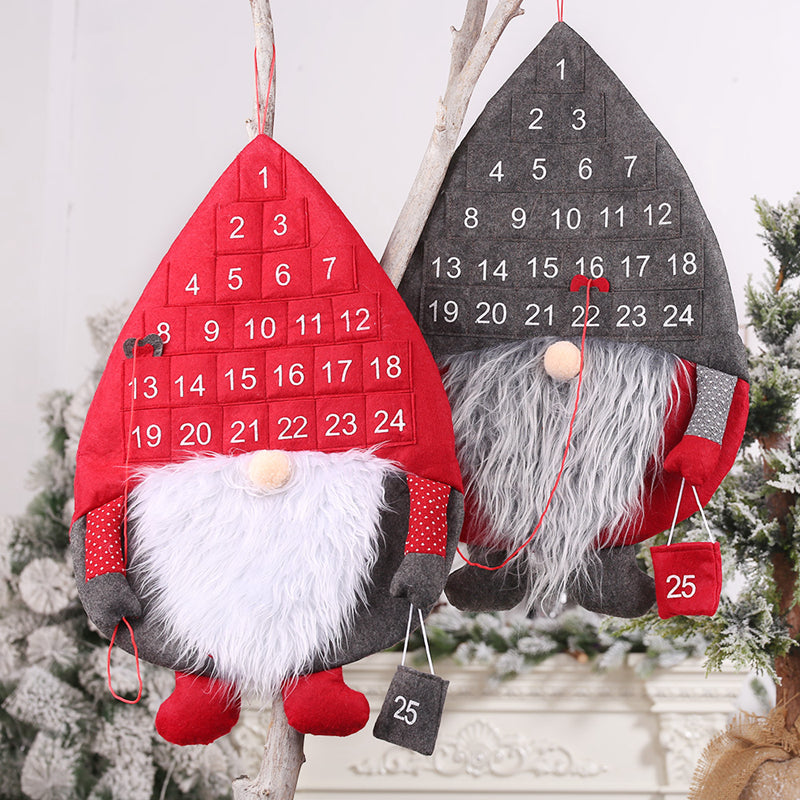 Christmas Advent Calendar Santa Claus Faceless Doll Hanging Decor
