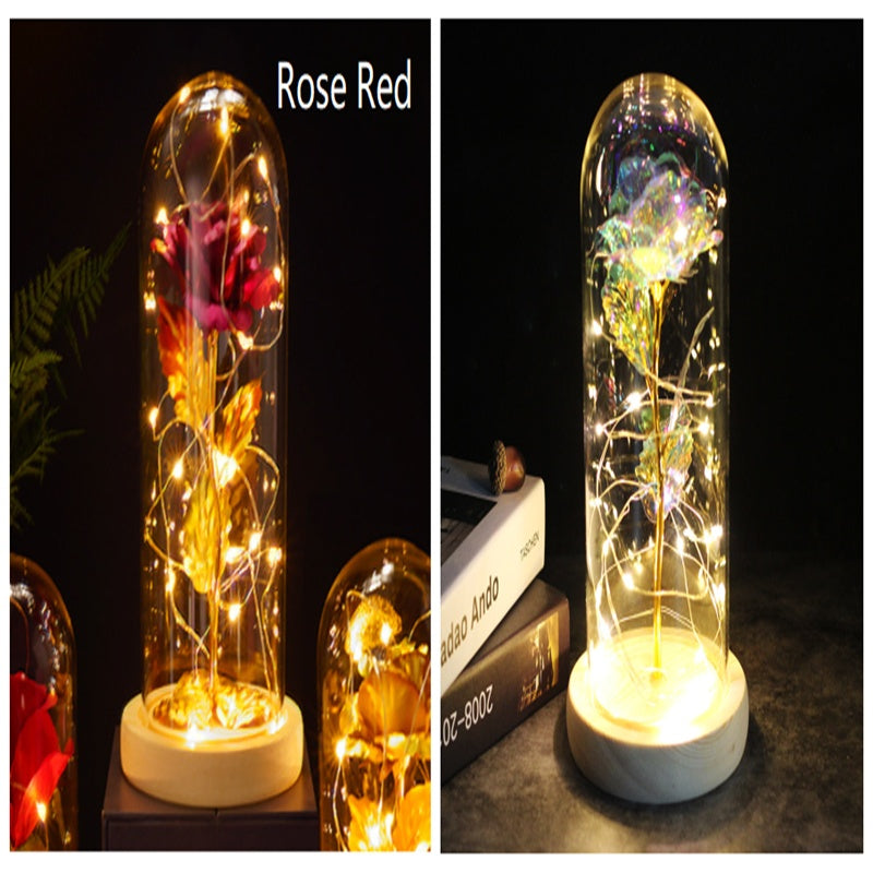 Little Prince Rose in Glass Dome - Eternal Flower LED Gift