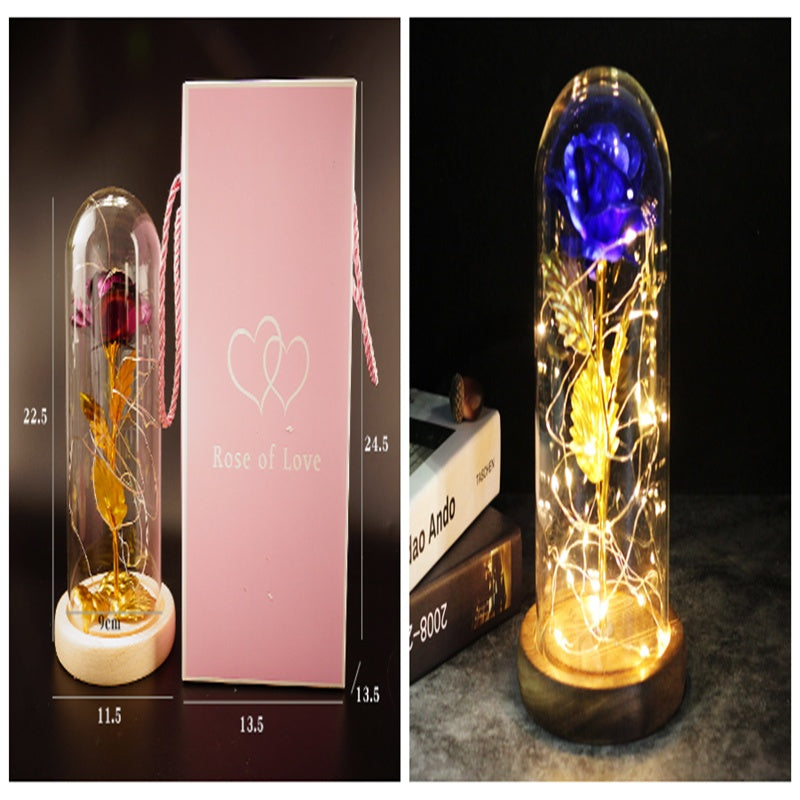 Little Prince Rose in Glass Dome - Eternal Flower LED Gift