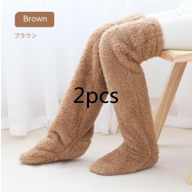 Over Knee High Fuzzy Long Socks Winter Warm Cold Leg Joint Cold-Proof