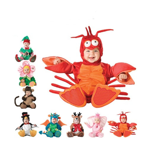 Festive long-sleeve Christmas and Halloween baby one-piece costume available for heights from 80 to 100 cm or 31.5 to 39.4 inches.