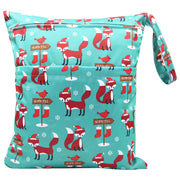 Printed waterproof baby diaper wet bag with double zipper, measuring 30 × 36 cm or 11.8 × 14.2 inches and supplied as a set of 10.