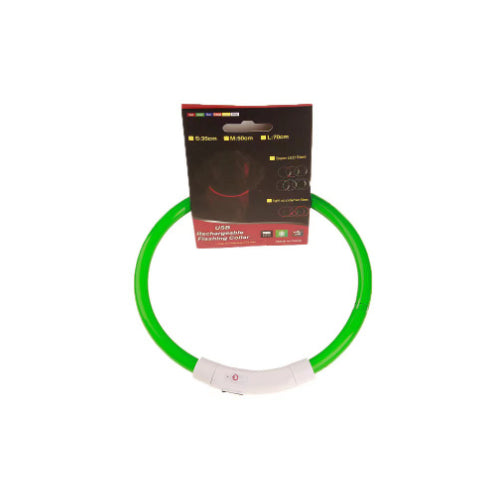 USB Rechargeable Light-Up Dog Collar - Glowing Fibre Optic Safety Necklace (Cut to Fit)