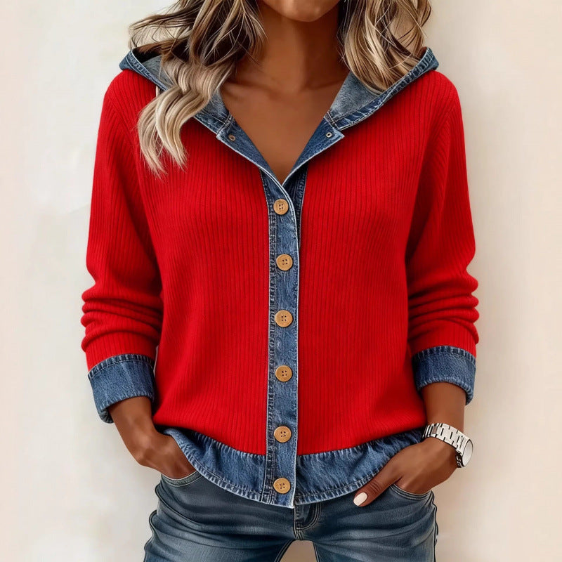 Women's Color Block Button-Up Jacket