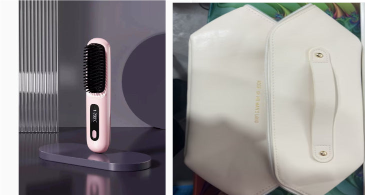 2-in-1 Straight Hair Comb Wireless Straightener Brush Fast Heating