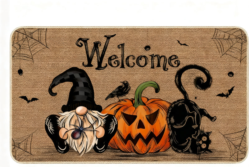 Halloween Doormat - Non-Slip Welcome Mat with Pumpkin & Ghost Designs