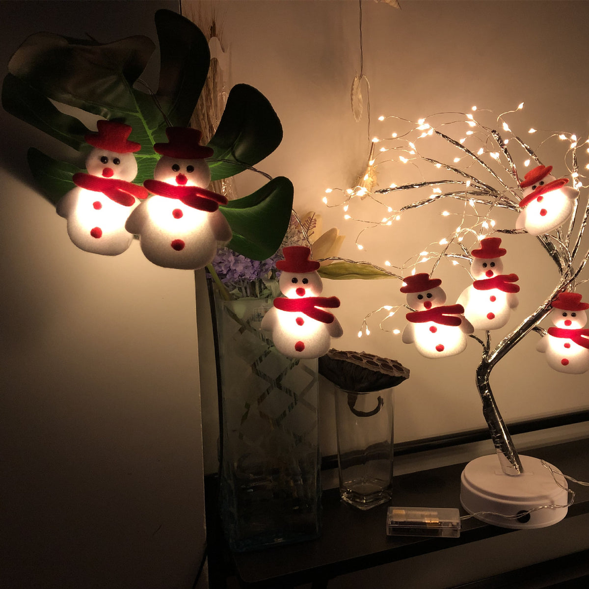 Christmas Plush Snowman Light String Tree Pendant LED Holiday Party