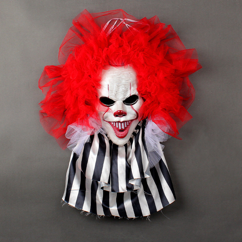 Halloween Horror Clown Wreath Door Hanging Decoration Wall Ghost