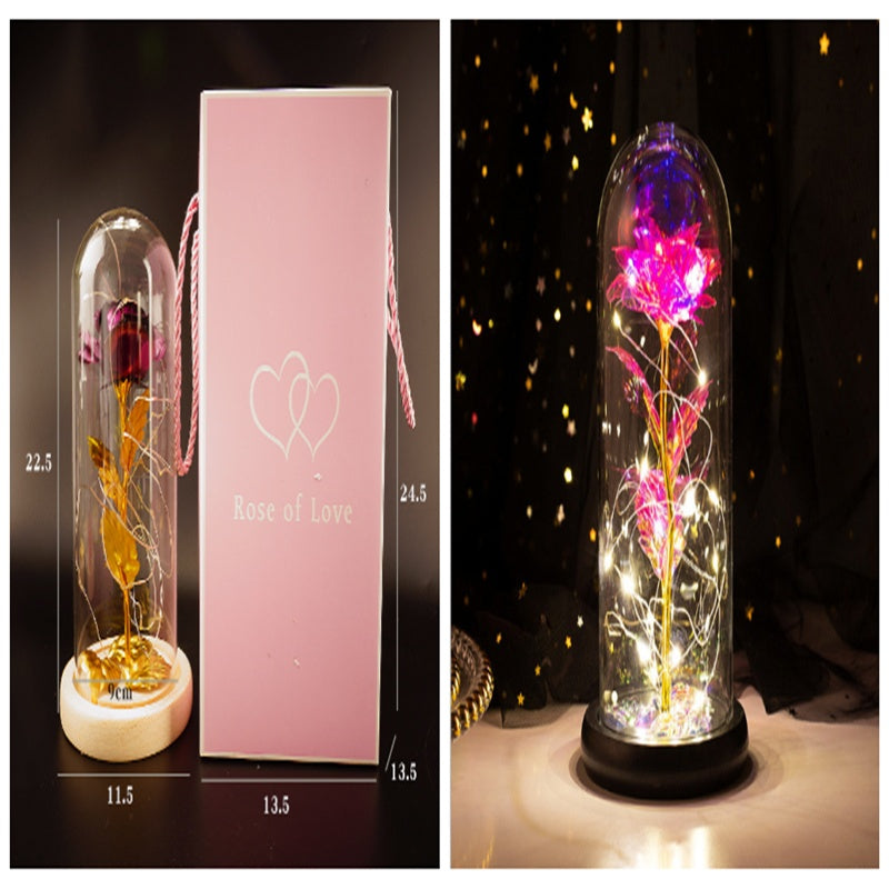 Little Prince Rose in Glass Dome - Eternal Flower LED Gift