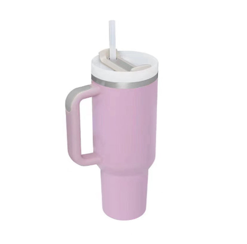 40oz Insulated Tumbler with Handle & Straw - Stainless Steel Leakproof Travel Mug