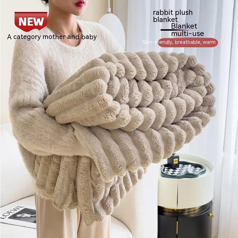 Soft Bubble Velvet Blanket - Warm Solid Color Throw