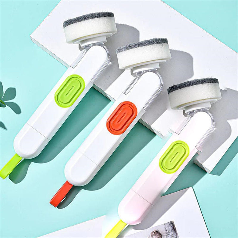 Long-Handle Liquid-Fill Dish Brush - Soap Dispensing Scrubber