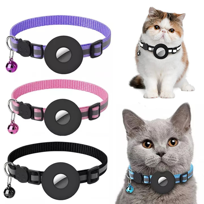 Reflective AirTag Dog Collar - Nylon Pet Collar with Waterproof AirTag Holder