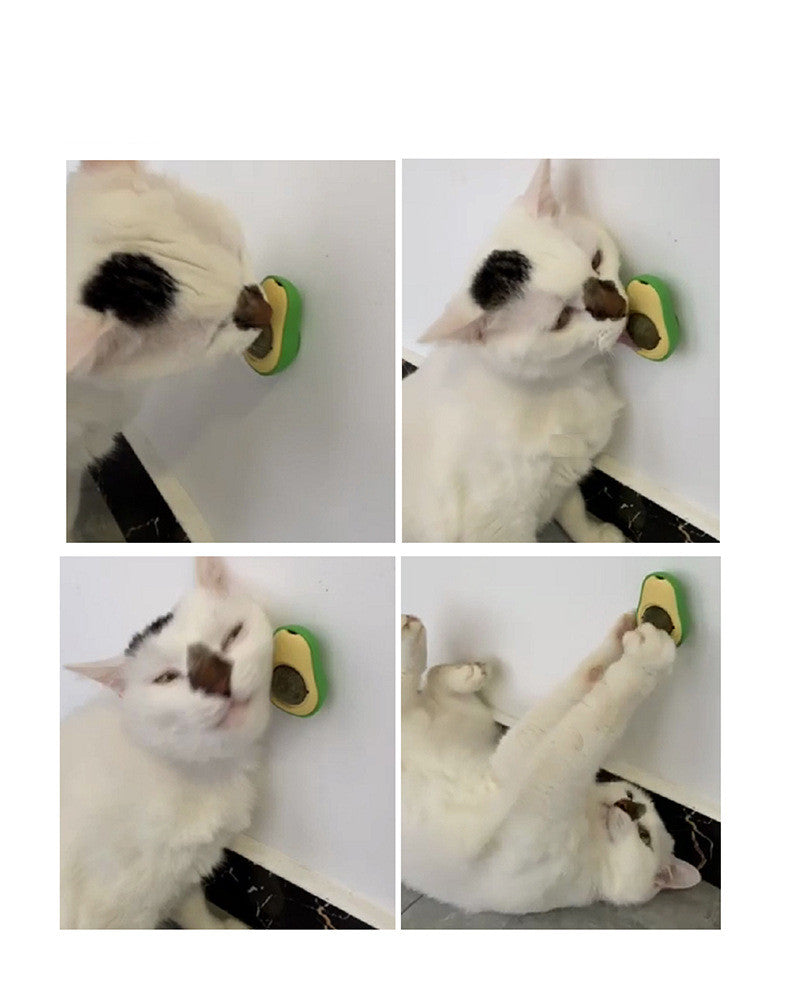 Avocado Catnip Ball Toy - 360° Rotating Wall-Mounted Mint Lick Toy for Cats