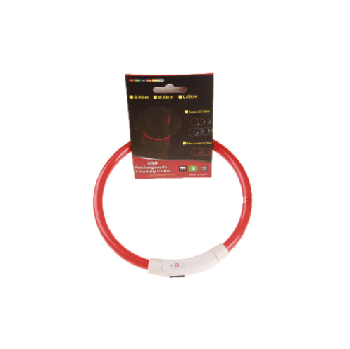 USB Rechargeable Light-Up Dog Collar - Glowing Fibre Optic Safety Necklace (Cut to Fit)