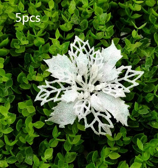 Christmas Glitter Artifical Flowers Tree Decorations for Home Fake