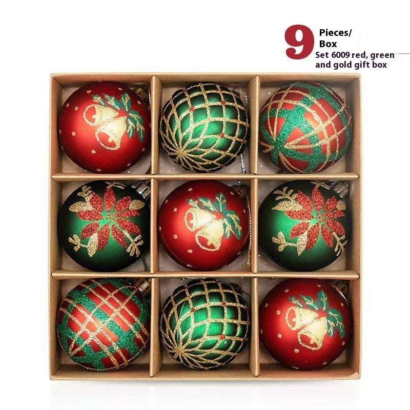 Christmas Theme Hand Drawn Ball Set Hanging Decorations | Xmas Holiday Decor