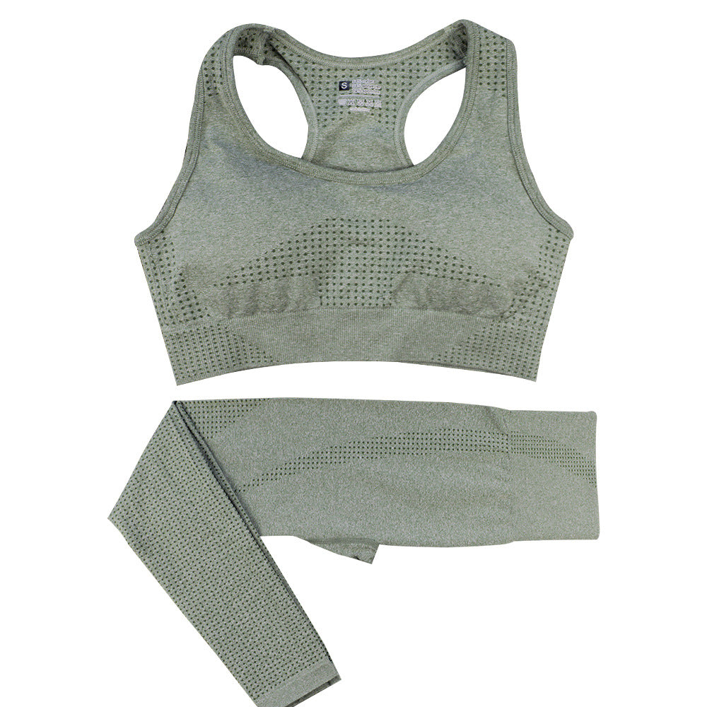 2PCS Seamless Yoga Set Women Tracksuit High Waist Leggings Workout