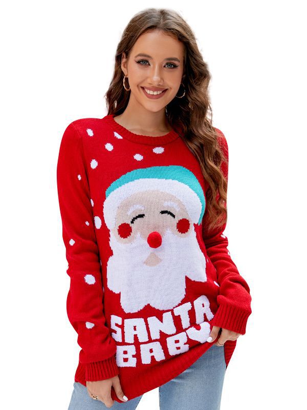 Women's Tops Santa Pullover Sweater Autumn and Winter Letter