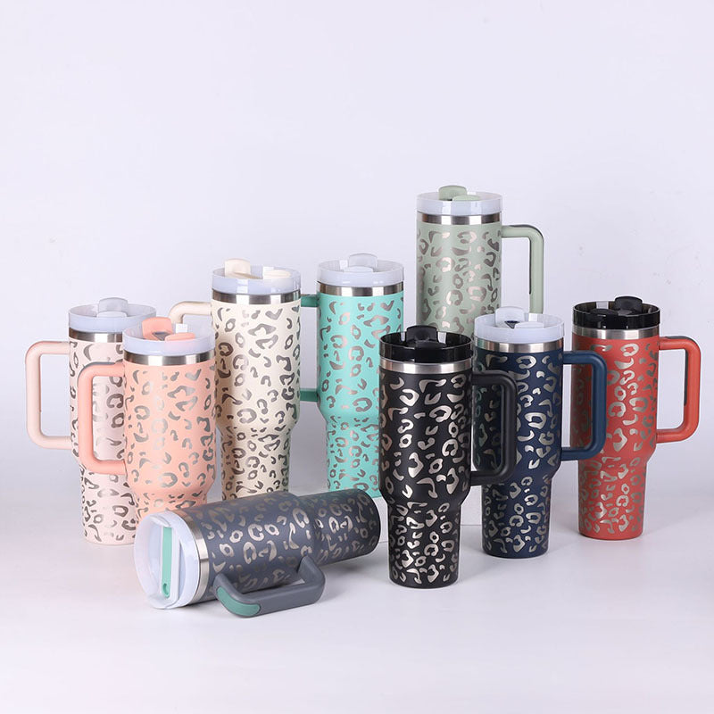 40oz Insulated Tumbler with Handle & Straw - Stainless Steel Leakproof Travel Mug