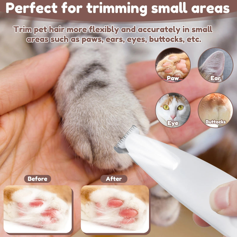 Waterproof Dog Paw Trimmer with LED - Pet Hair Clipper with Display & Wide Blade