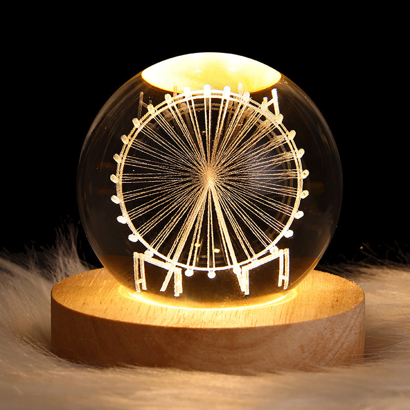 Starry Sky Planet Moon Crystal Ball Night Light - Galaxy Decor Lamp