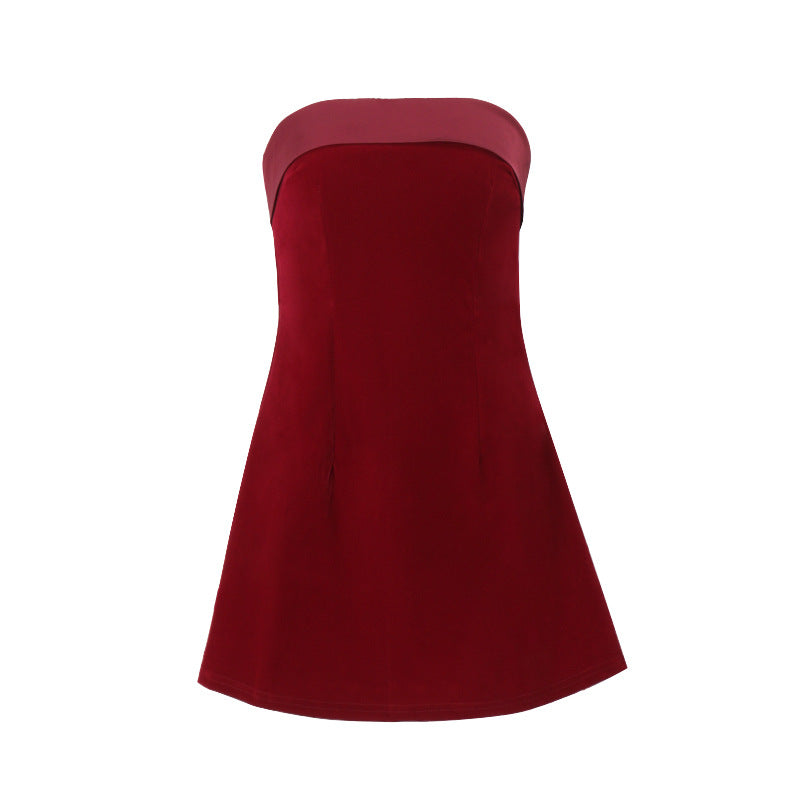 Slim Tube-Top Dress Fashion Zipper A-Line Short Dresses Party Evening