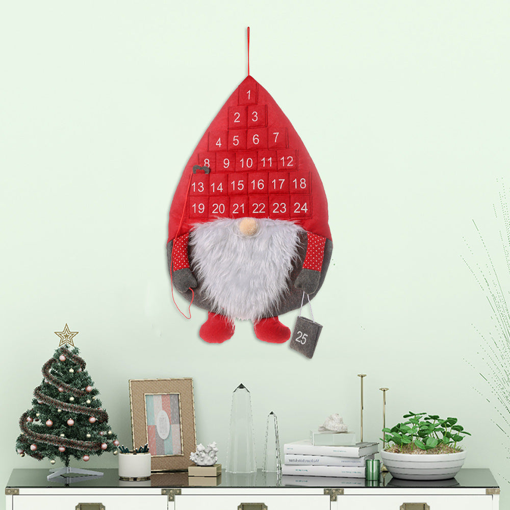 Christmas Advent Calendar Santa Claus Faceless Doll Hanging Decor