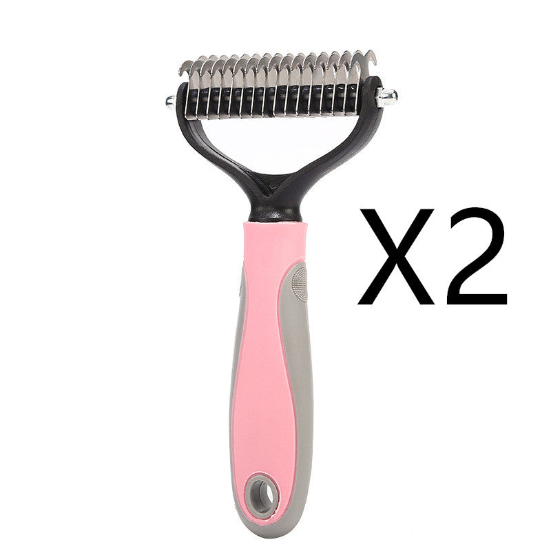 Double-Sided Stainless Steel Pet Brush - Deshedding & Dematting Comb for Dogs and Cats